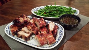 Served with Pak Boong Fai Daeng and Jaew dipping sauce (recipe below)